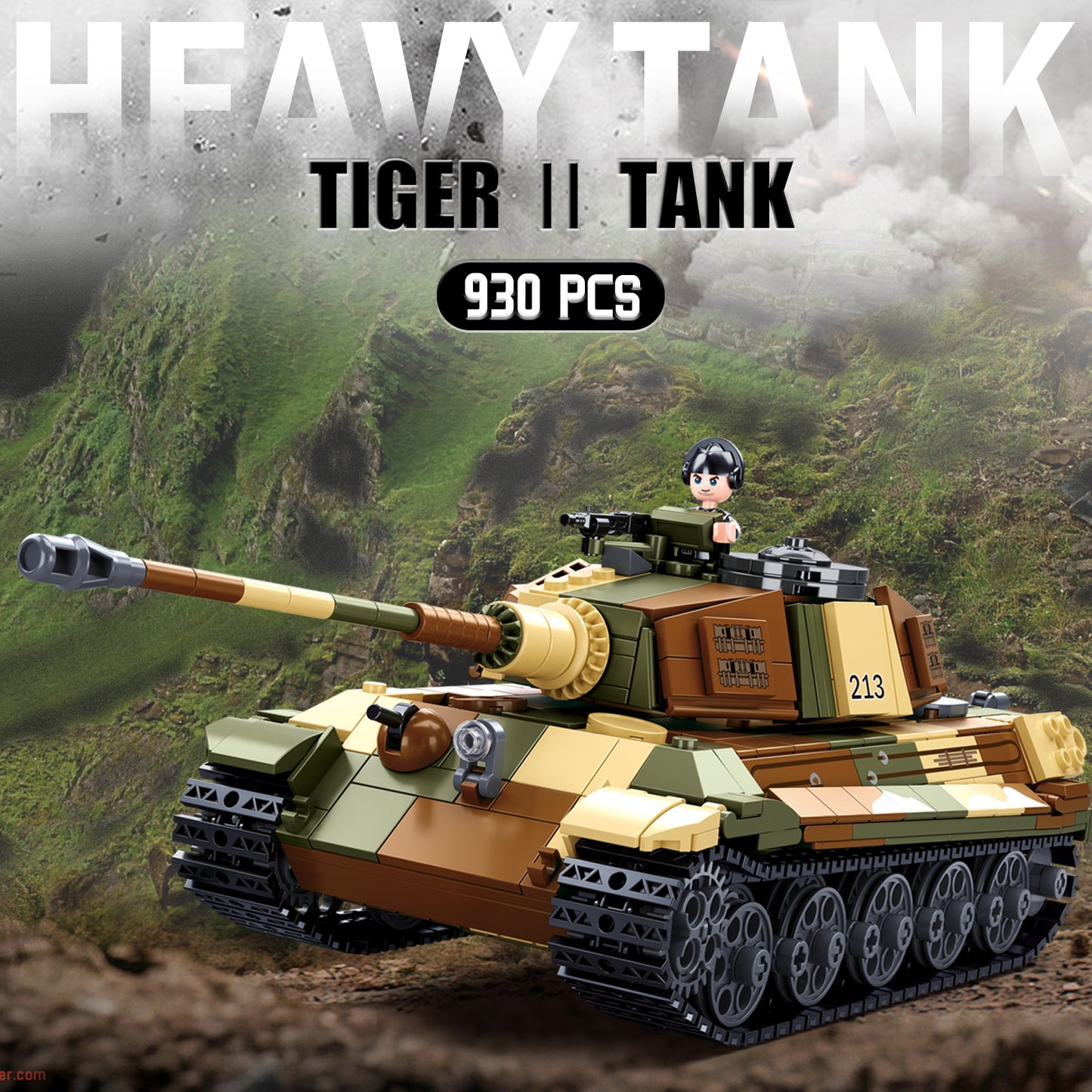 Sluban M38-B0980 WW2 Tiger II Army Tank