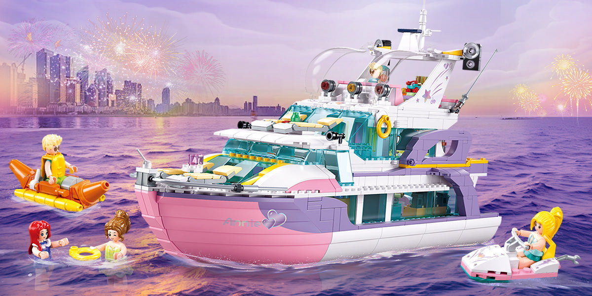 Rosa Yacht-Bausatz für Mädchen, 1108 Teile