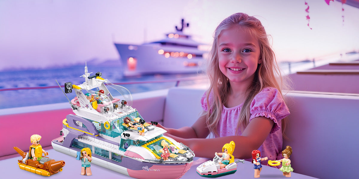 Rosa Yacht-Bausatz für Mädchen, 1108 Teile
