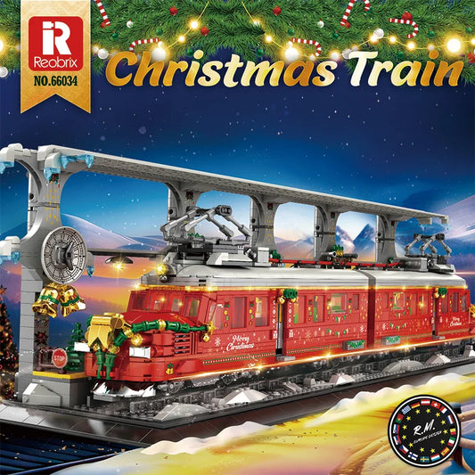 Reobrix 66034 Winter Christmas Train Building Set With Light