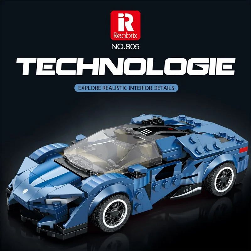 Reobrix 805 AGERA Blue Toy Car Building Set