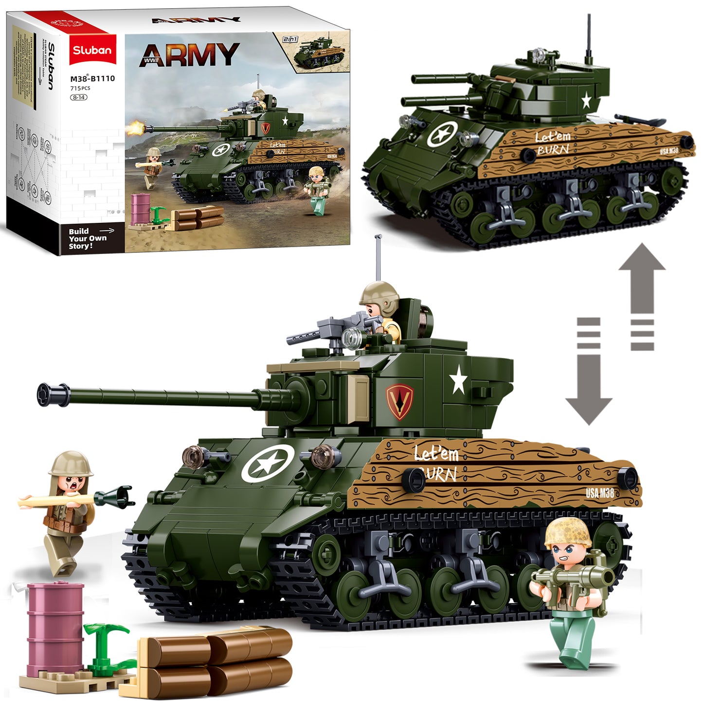 M4A3 76W Armeepanzer-Bausatz, 715 Teile