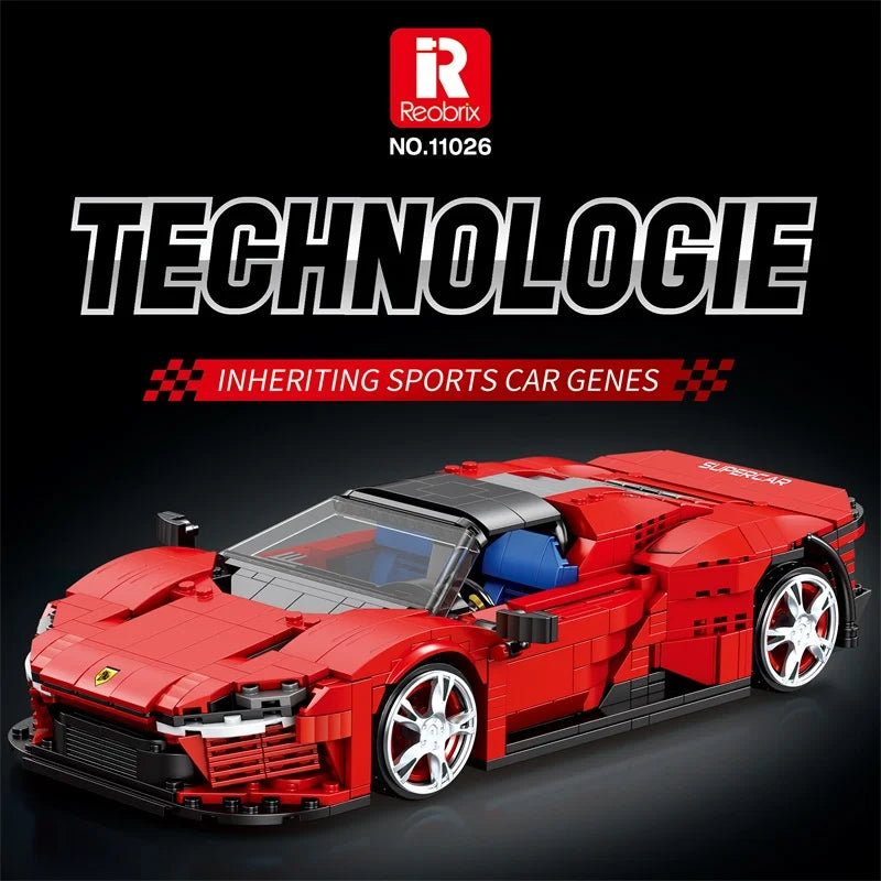 Reobrix 11026 Ferrari Daytona SP3 Toy Car Building Blocks