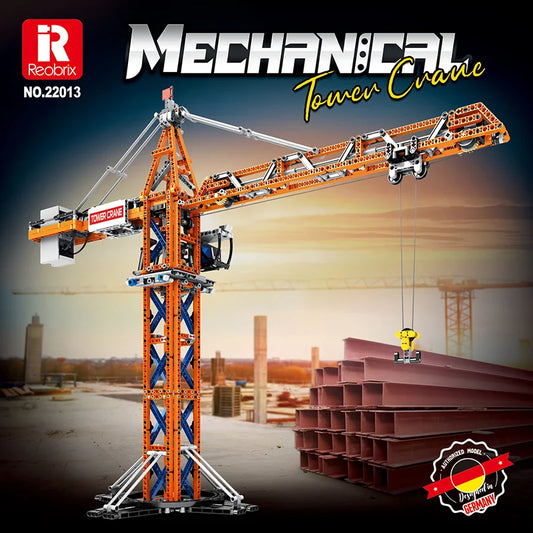 Reobrix 22013 RC Tower Crane Construction Vehicle Model Kits with Dual Motors