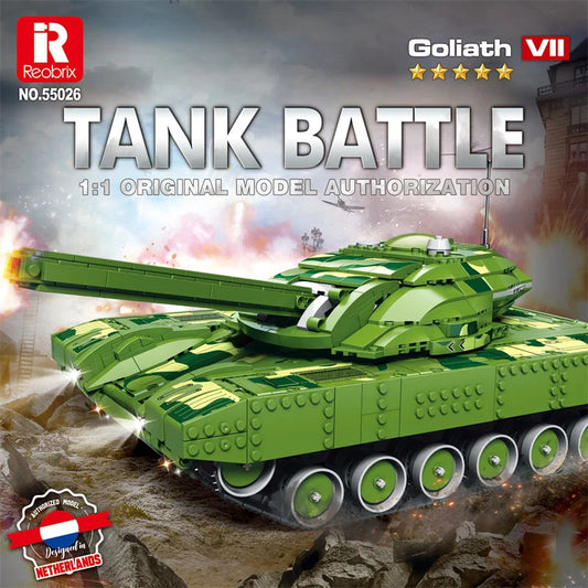 Reobrix 55026 Battle Tank Building Set with Light