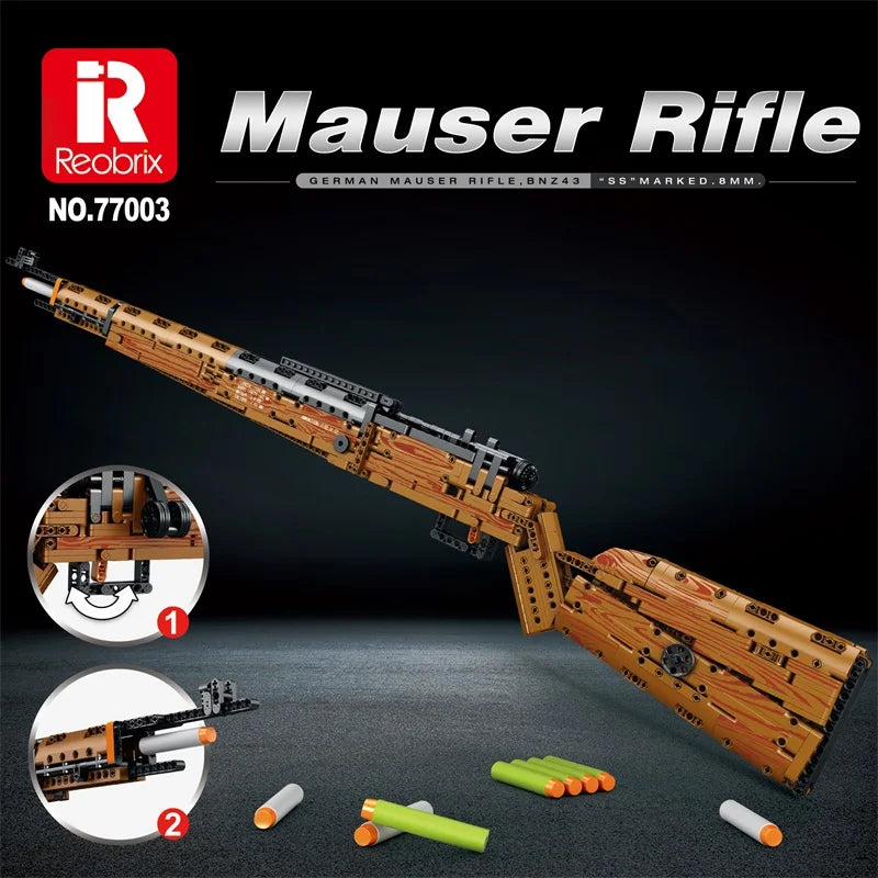 Reobrix 77003 98k Model Building Toys with Shooting Function Building Kit