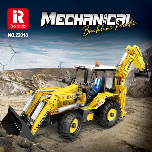 Reobrix 22018 Excavator and Bulldozer 2 in 1 Building Set