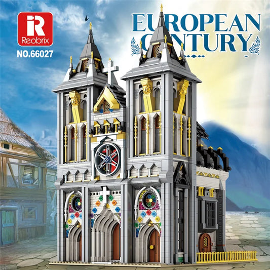 Reobrix 66027 Medieval Church Building Set with LED Light