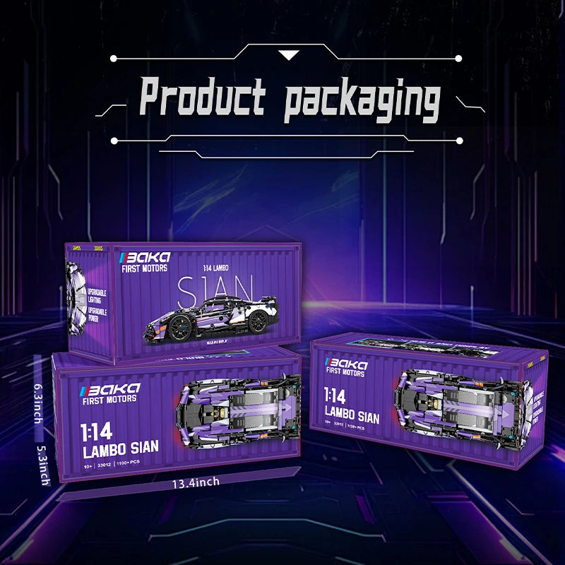 BAKA 33012 Purple Lambo Model Car Building Set