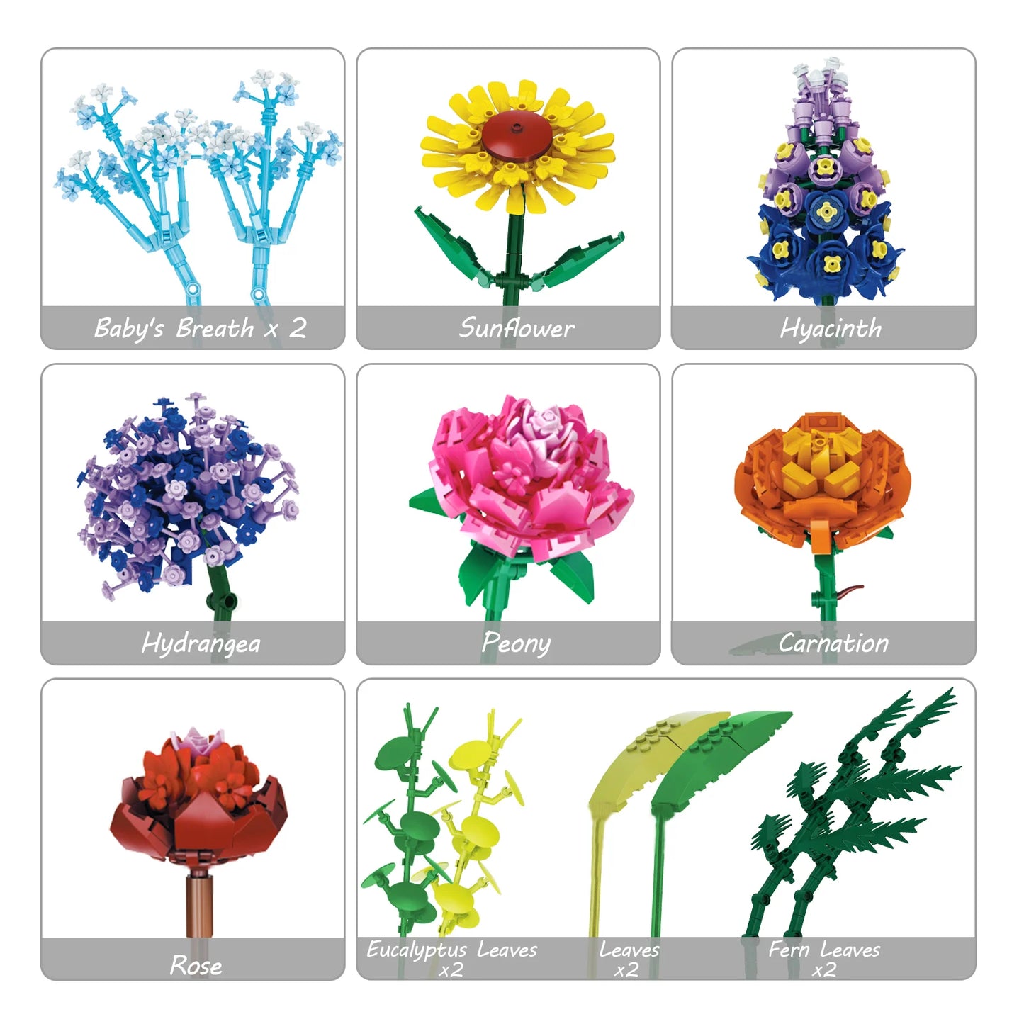 FreeTribe 11001 Flowers Bouquet Building Set with Vase