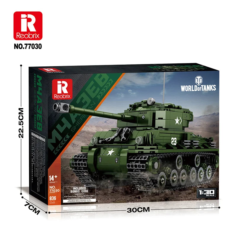 Reobrix 77030 M4A3E8 Sherman Tank