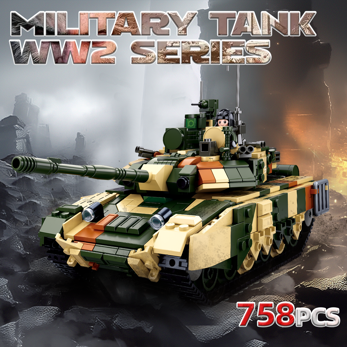 T90MS Army Panzer-Bausatz, 758 Teile