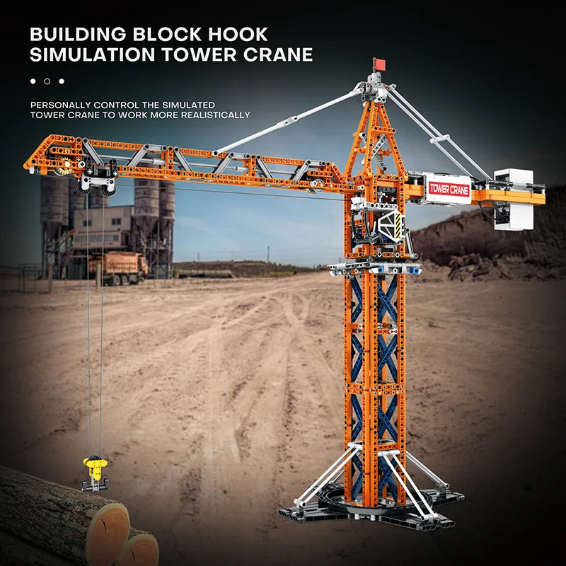 Reobrix 22013 RC Tower Crane Construction Vehicle Model Kits with Dual Motors