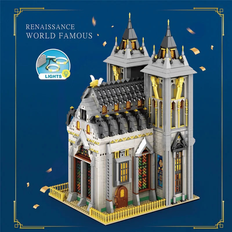 Reobrix 66027 Medieval Church Building Set with LED Light
