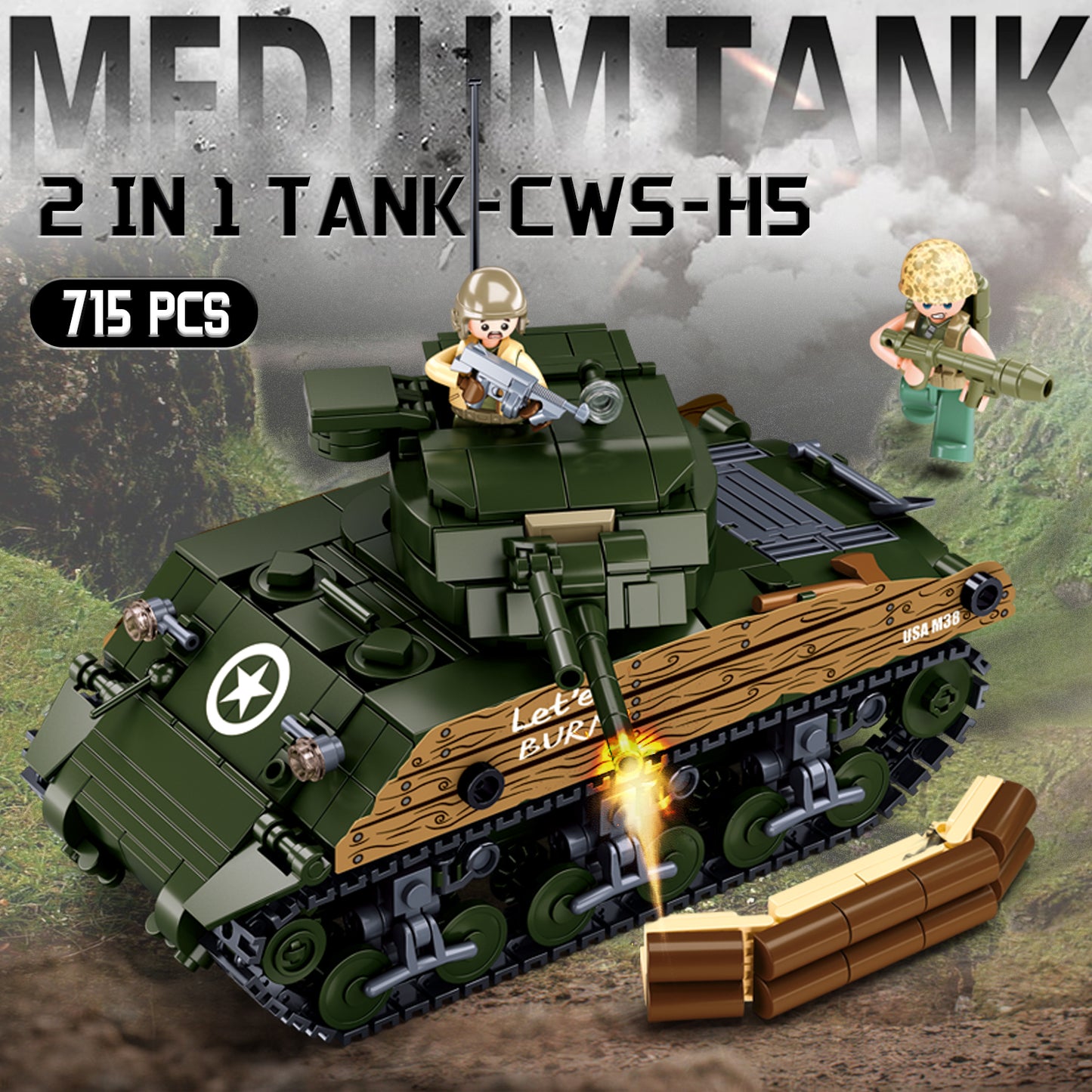 M4A3 76W Armeepanzer-Bausatz, 715 Teile