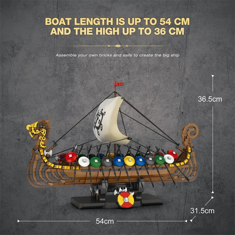 Reobrix 66101 Viking Pirate Ship Model Building Set