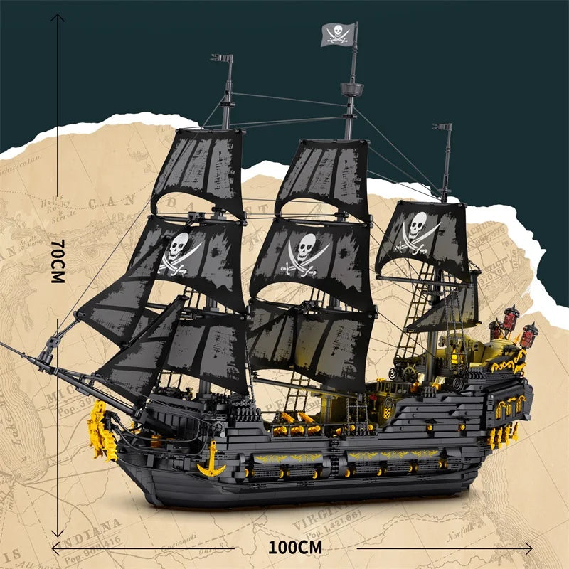 Reobrix 66036 Black Pearl Pirate Ship Building Set with LED Lights