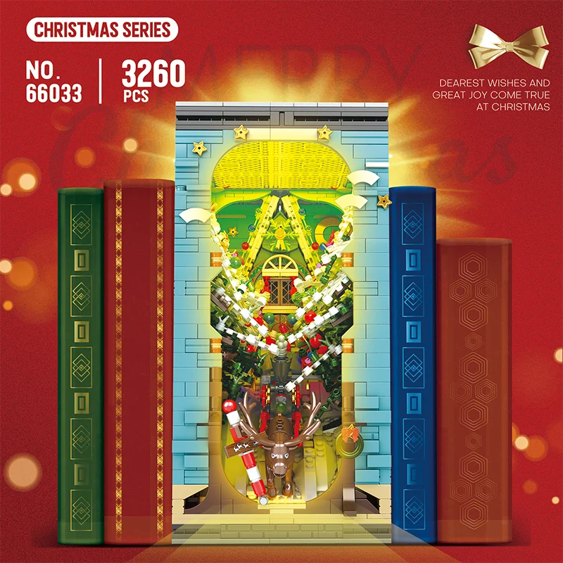 Reobrix 66033 Christmas Train Building Set with LED