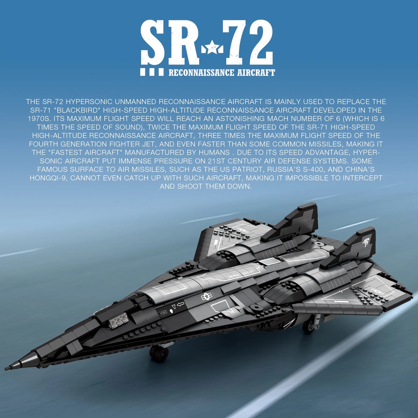 Reobrix 33039 SR-72 Reconnaissance Fighter Jet Building Set