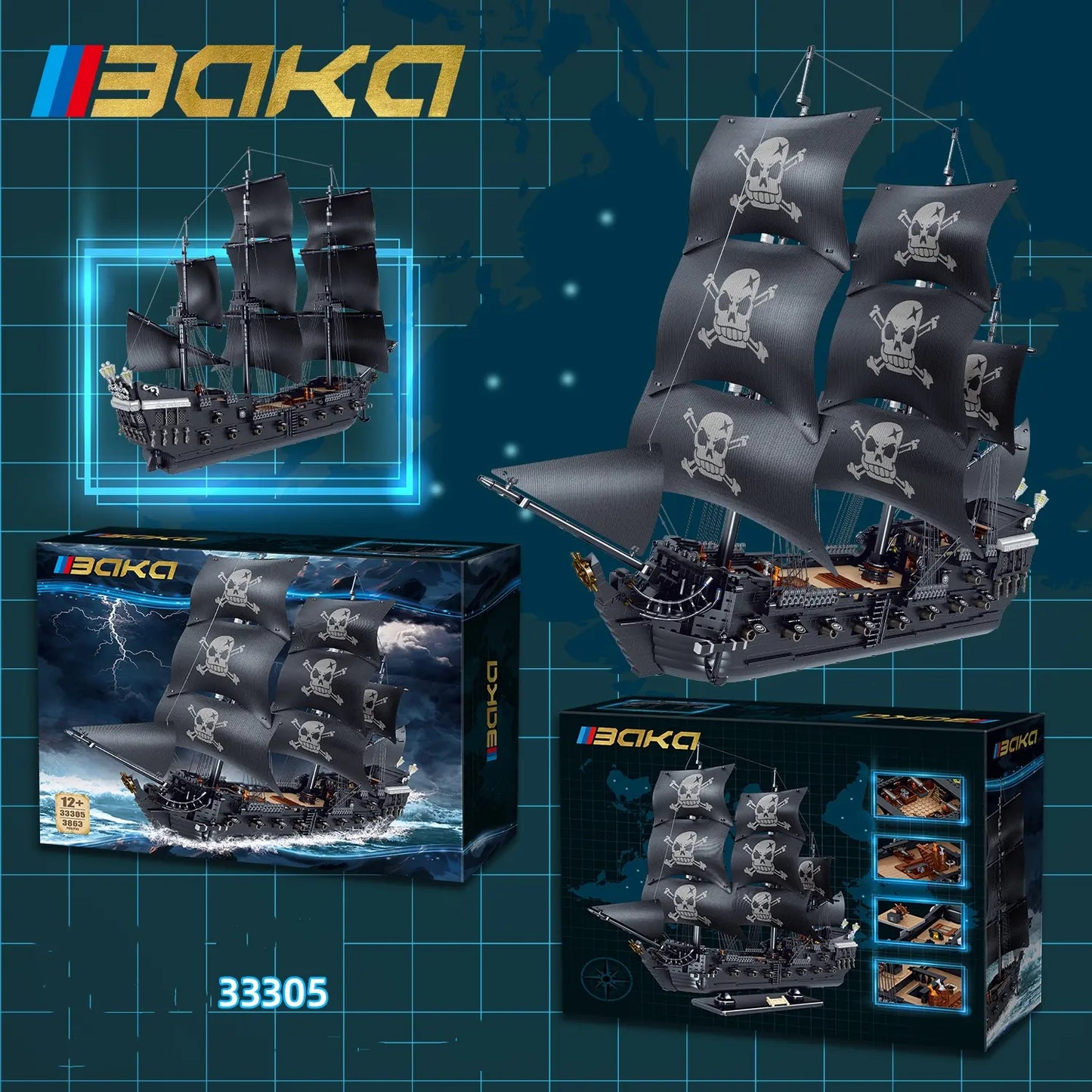 BAKA 33305 Blackhawk Pirate Ship Building Set