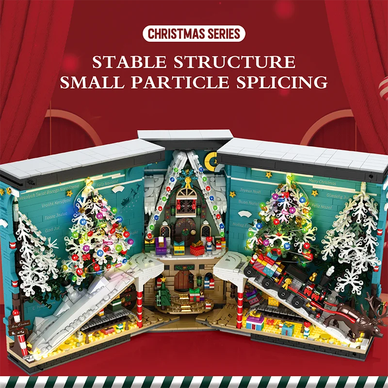 Reobrix 66033 Christmas Train Building Set with LED