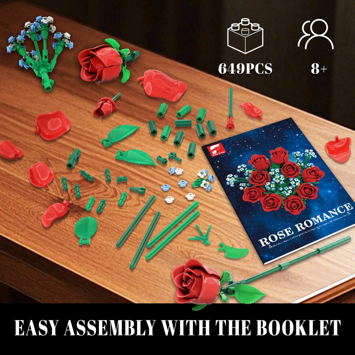FreeTribe 11003 Roses Flowers Bouquet Building Set