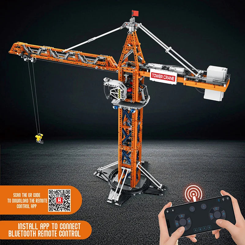 Reobrix 22013 RC Tower Crane Construction Vehicle Model Kits with Dual Motors