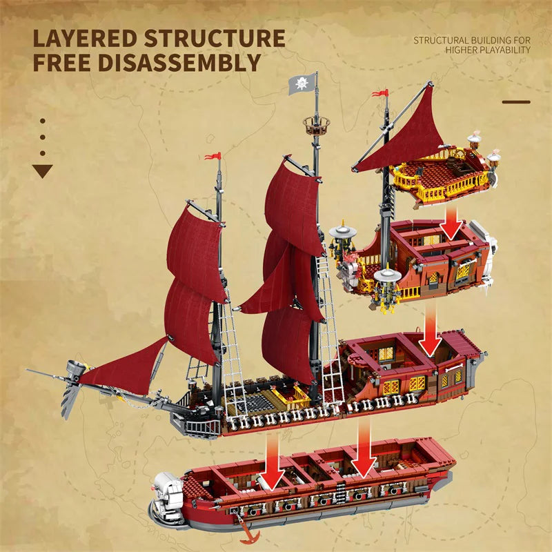 Reobrix 66010 Queen Anna's Revenge Ship Model Blocks Kit
