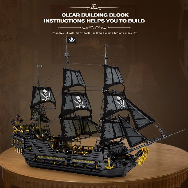 Reobrix 66036 Black Pearl Pirate Ship Building Set with LED Lights
