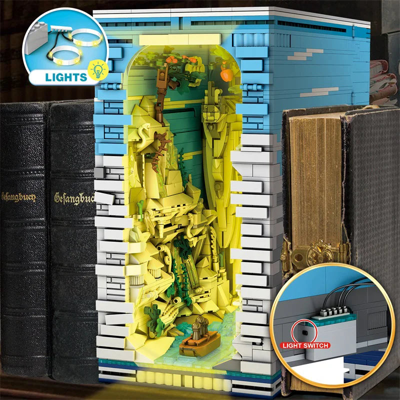 Reobrix 66039 Books of The Kings Bookshelf Set with Light