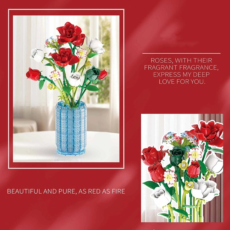 BAKA 33801 Coming Up Roses Building Set with Vase