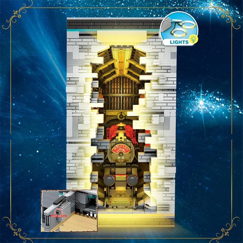 Reobrix 66031 Magic Train Booknook Building Set with Lights