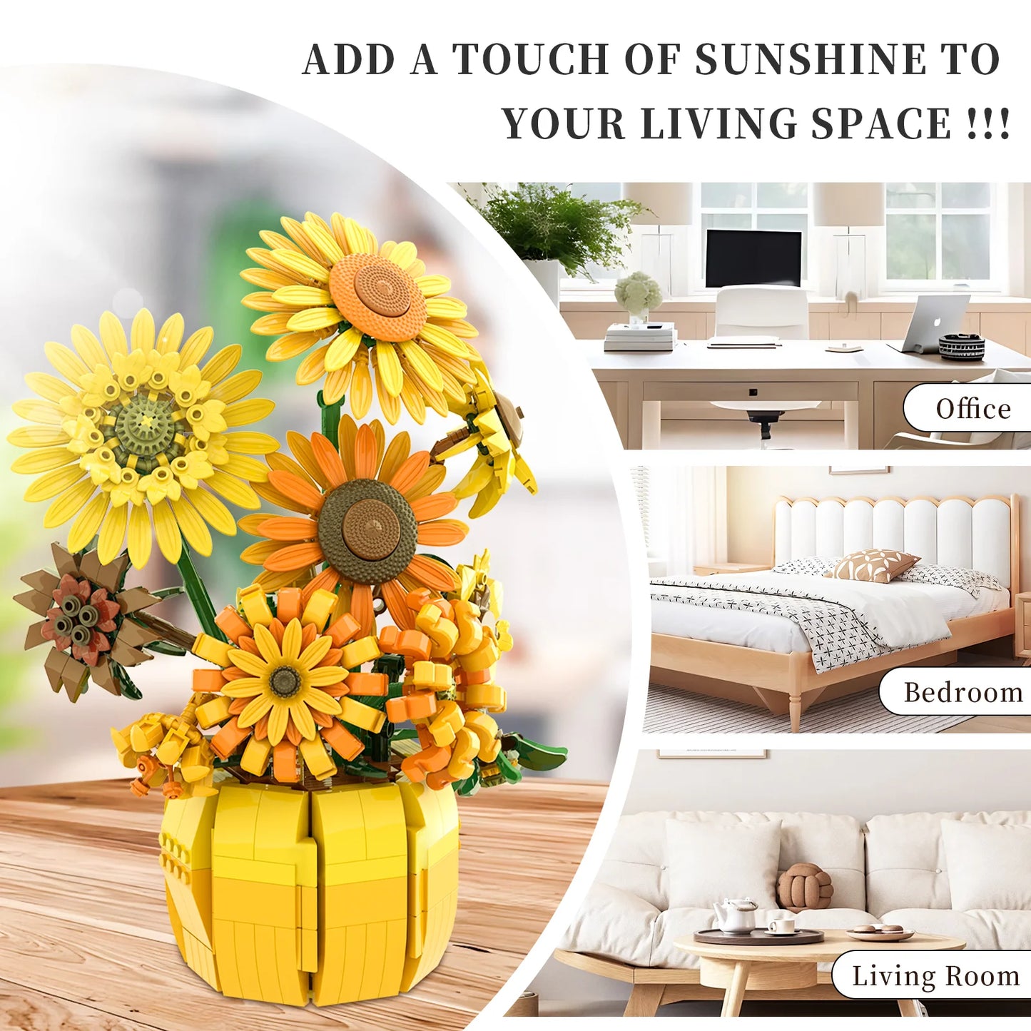 FreeTribe 11002 Sunflower Pot Building Block Set
