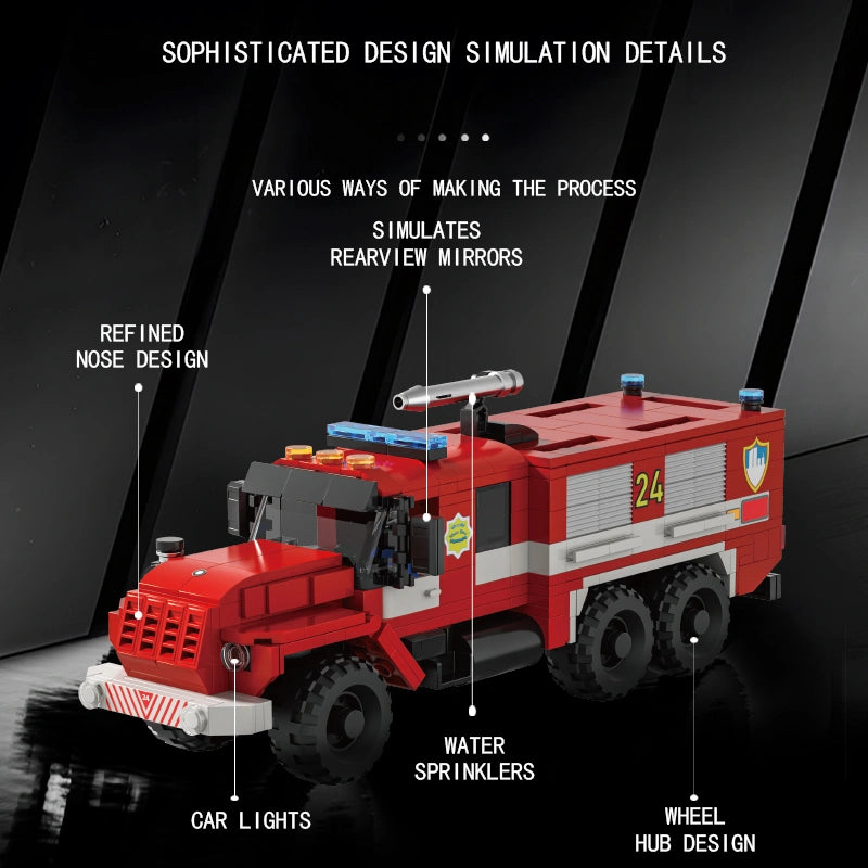 Xbert 66024 Vintage 4320 Fire Truck 6X6 Model Building Set