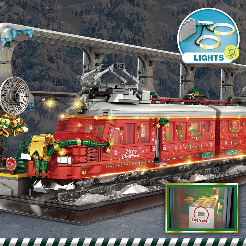Reobrix 66034 Winter Christmas Train Building Set With Light