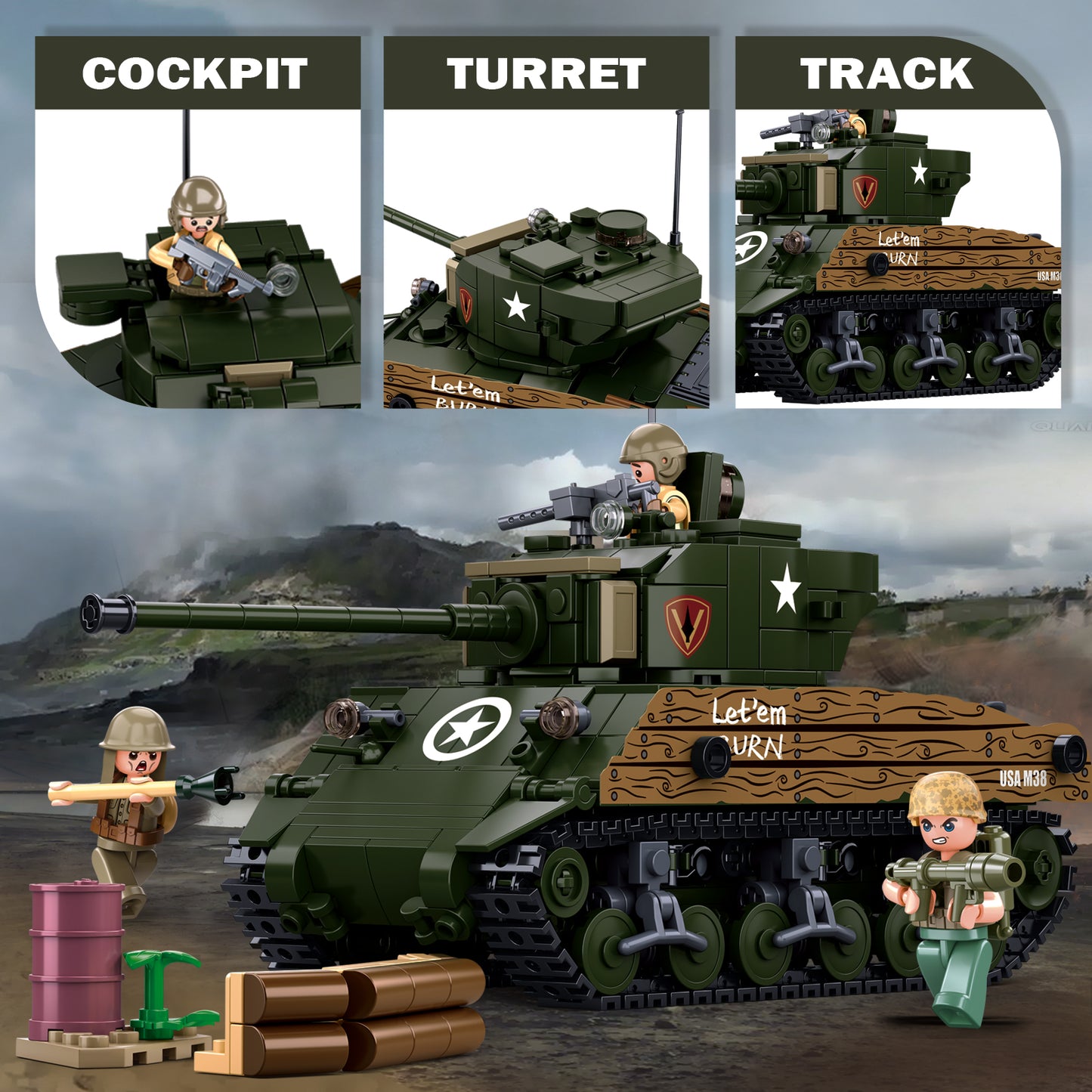 M4A3 76W Armeepanzer-Bausatz, 715 Teile