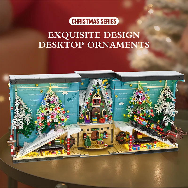Reobrix 66033 Christmas Train Building Set with LED