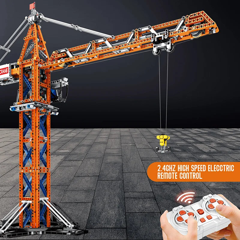 Reobrix 22013 RC Tower Crane Construction Vehicle Model Kits with Dual Motors
