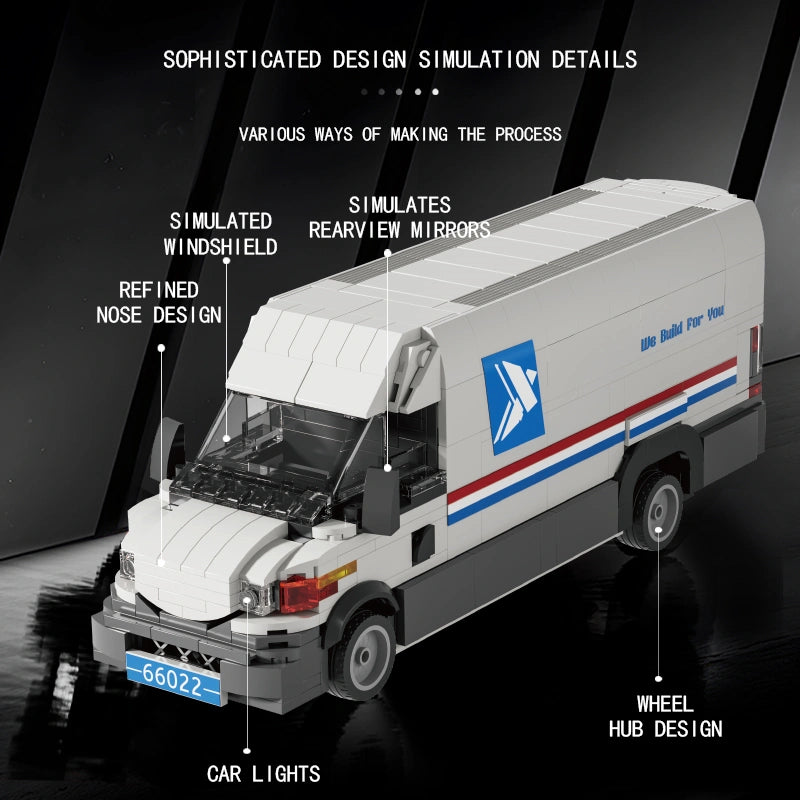Xbert 66022 US Postal Mail Truck Model Building Set