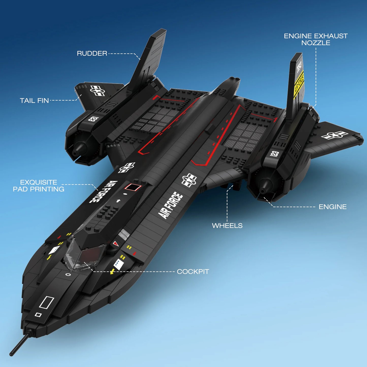 Reobrix 33041 SR-71 Blackbird Reconnaissance Fighter Jet Building Set
