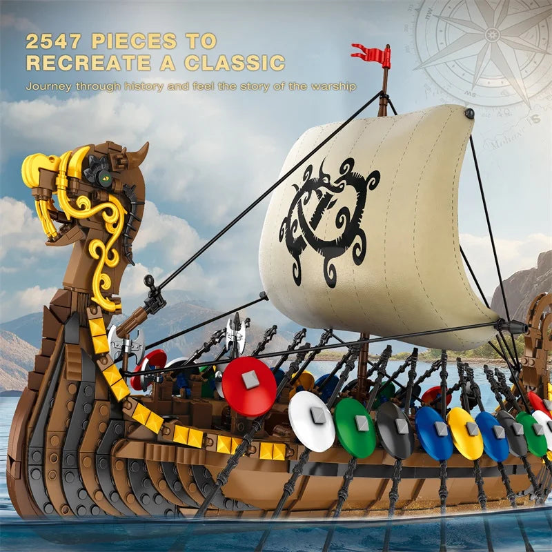 Reobrix 66101 Viking Pirate Ship Model Building Set