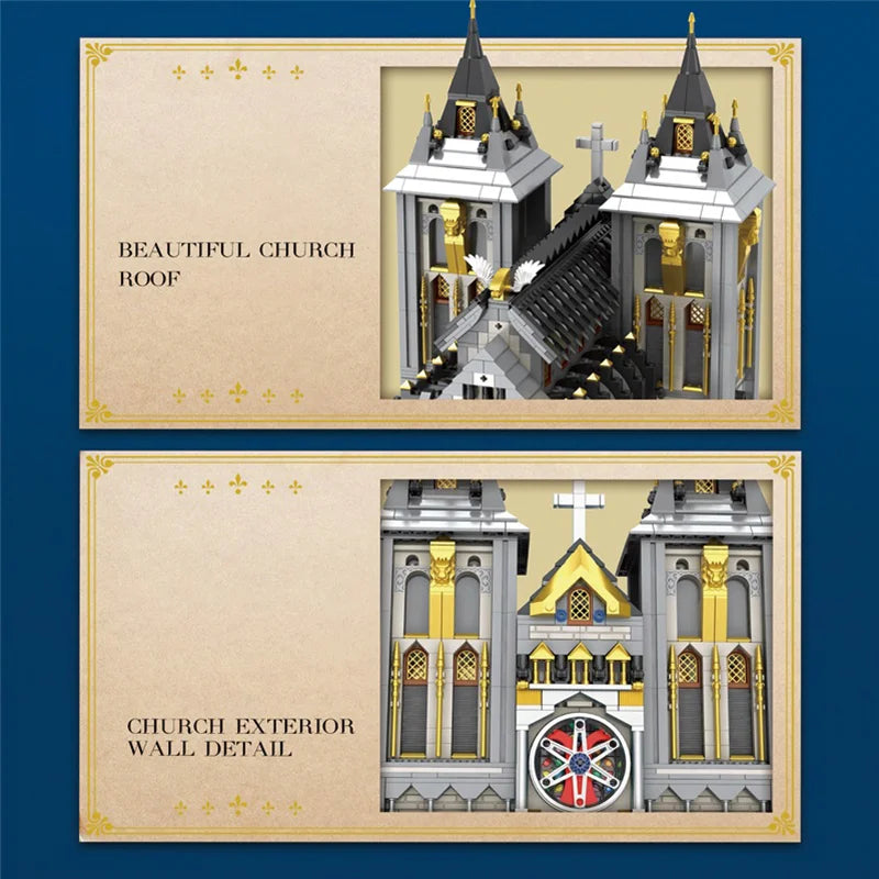 Reobrix 66027 Medieval Church Building Set with LED Light