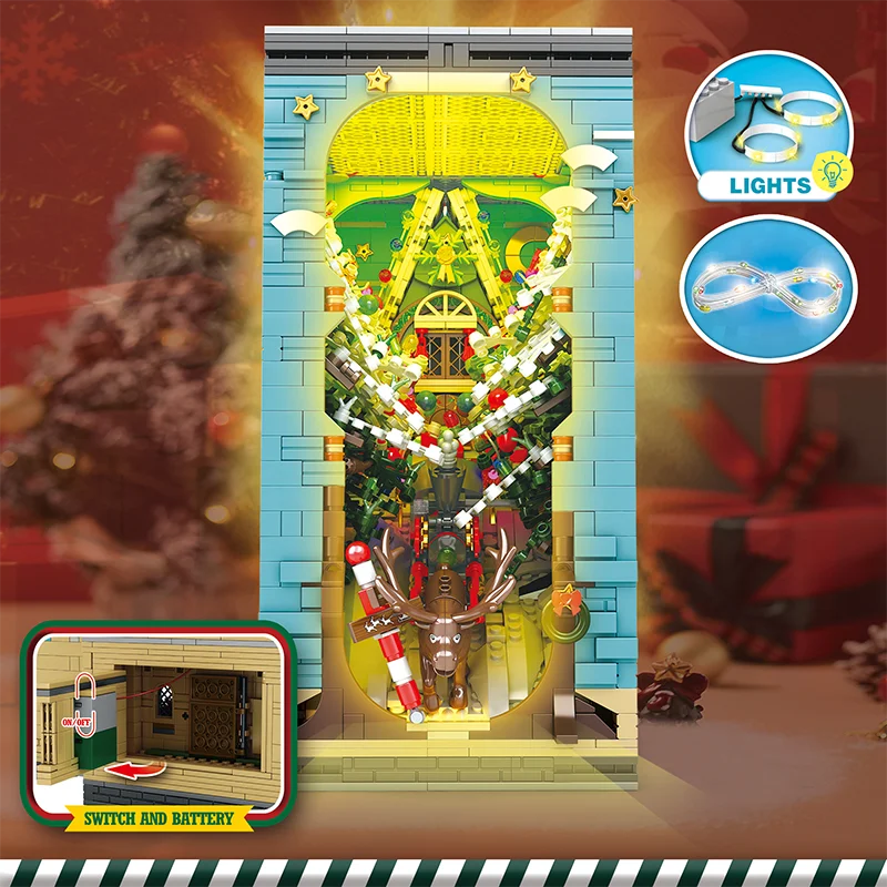 Reobrix 66033 Christmas Train Building Set with LED