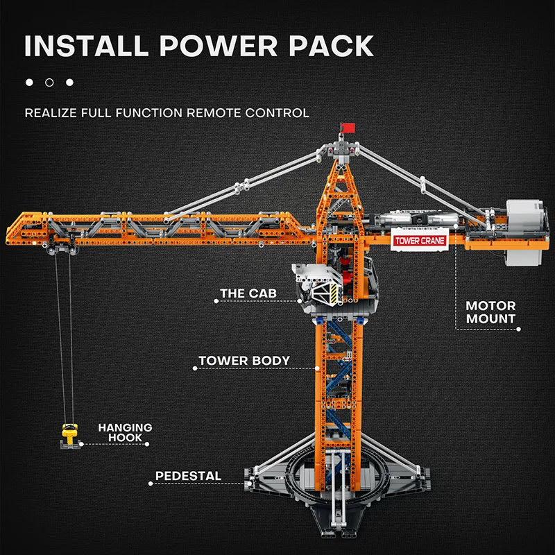Reobrix 22013 RC Tower Crane Construction Vehicle Model Kits with Dual Motors