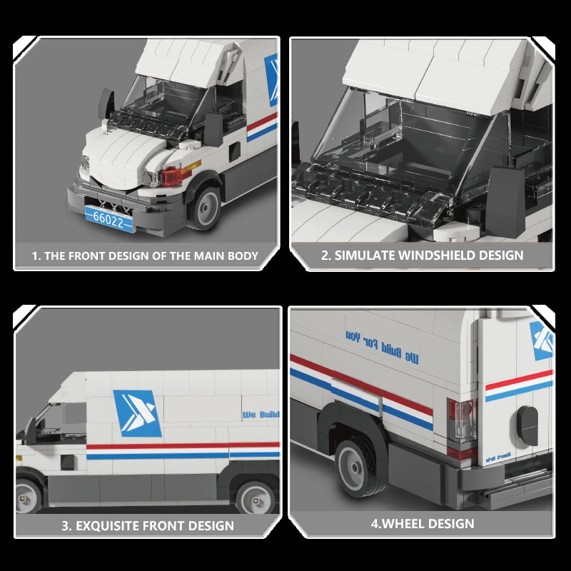 Xbert 66022 US Postal Mail Truck Model Building Set
