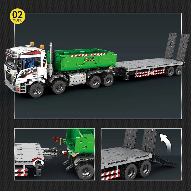 Reobrix 22021 RC Dump Truck with Trailer