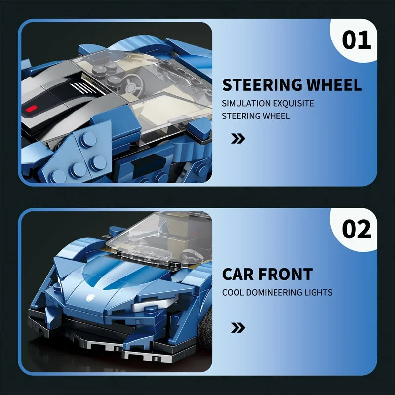 Reobrix 805 AGERA Blue Toy Car Building Set