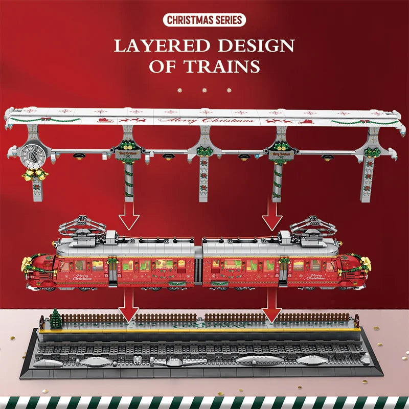 Reobrix 66034 Winter Christmas Train Building Set With Light