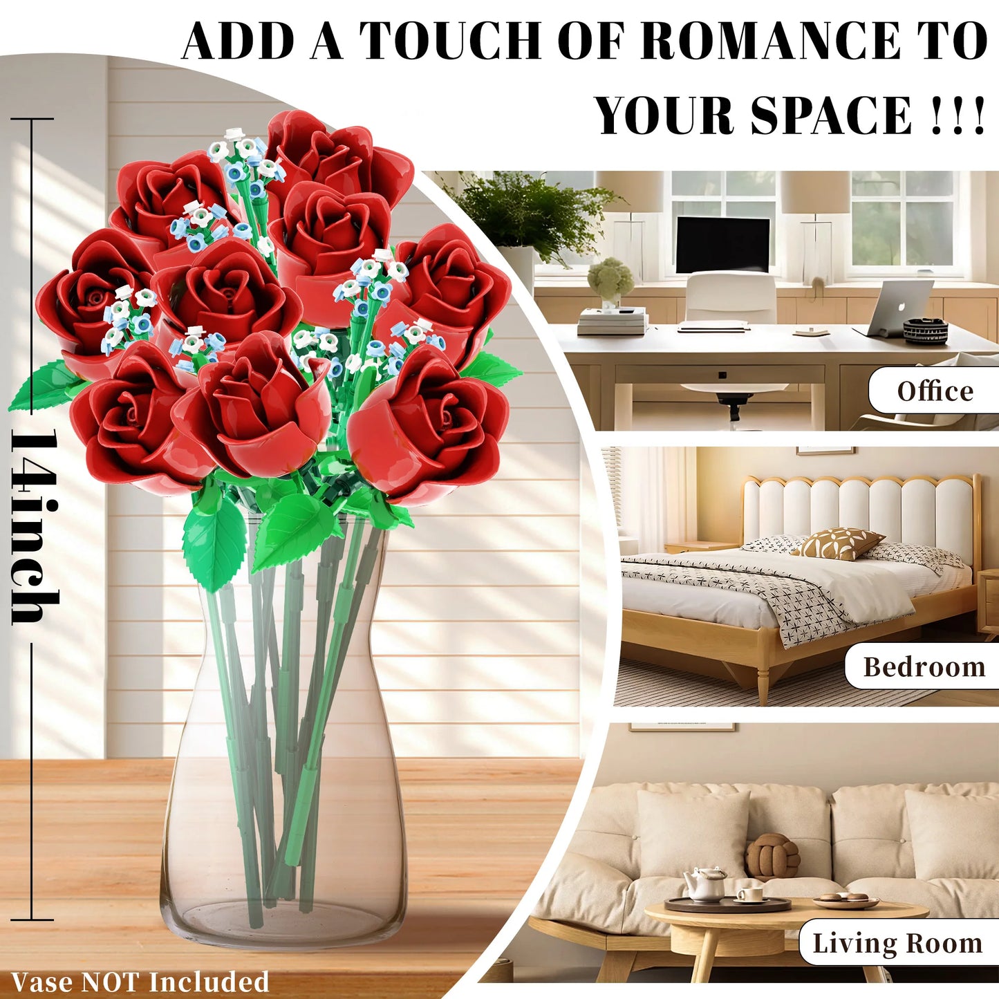 FreeTribe 11003 Roses Flowers Bouquet Building Set