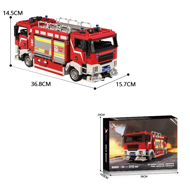Xbert 66061 Bi-Directional Driving Fire Rescue Vehicle Building Set